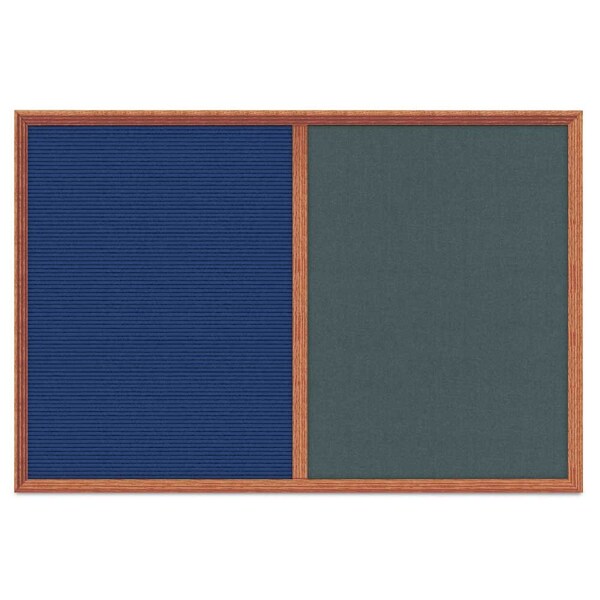 United Visual Products Enclosed Corkboard, 1 Door, 60"x36", 4" Fra UV3424-BLACK-MEDGRY - main